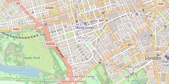 Mapa de Mayfair, Londres (Reino Unido)