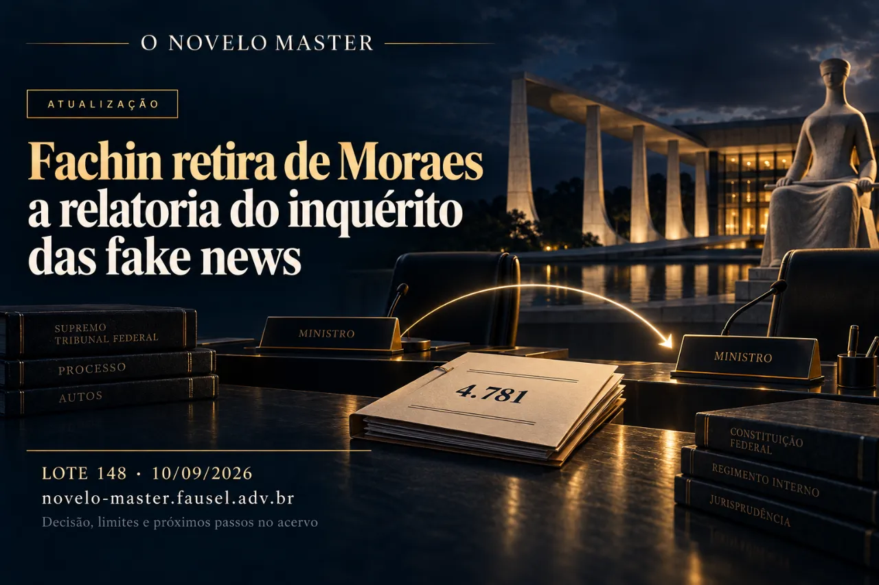 Arte de divulgação gerada por inteligência artificial: Lote 148 — Fachin retira de Moraes a relatoria do inquérito das fake news